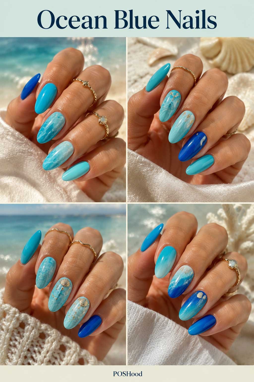 Ocean Blue Nails: Ocean blue summer nails with glossy beach-inspired shades and tropical coastal manicure.