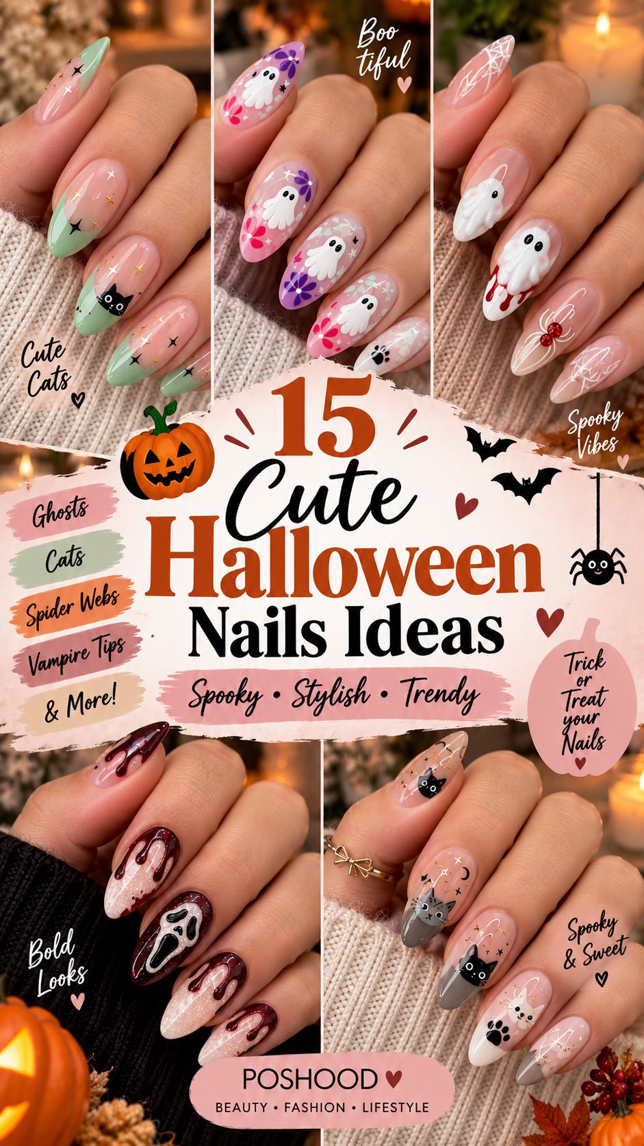 Cute Halloween Nails Ideas, Halloween Nail Designs, Spooky Nails, Halloween Nail Art, Fall Nail Ideas